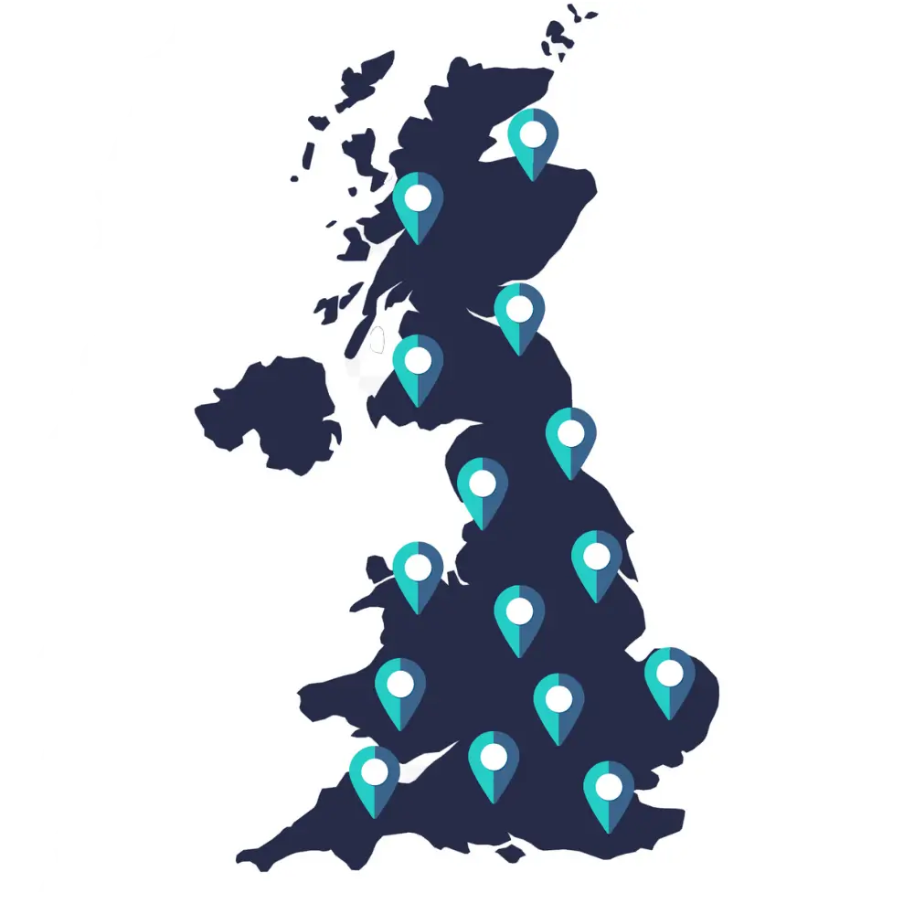 Map of the UK showing our nationwide coverage